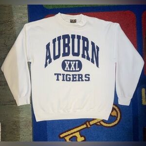 VTG 90s TSI Auburn Tigers XXL Boxy White Crewneck Sweatshirt Made In USA Size L